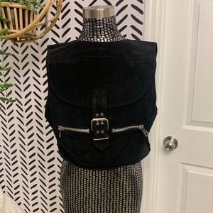 Super cool Black Suede “biker” vest with “built-in” pouch/backpack (B 31)